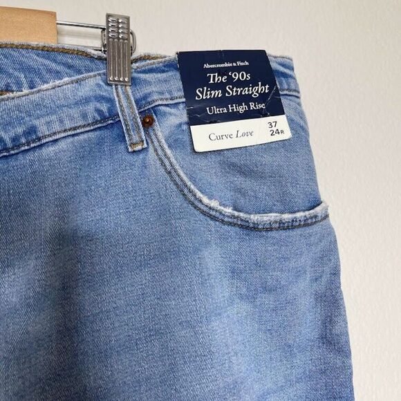 Abercrombie & Fitch 90s Slim Straight Curve Love 37/24R Jean Ultra High Rise NEW - Picture 6 of 16